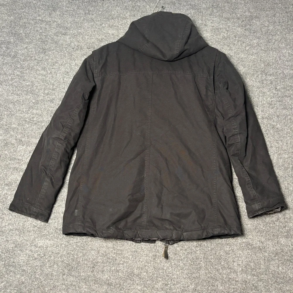 Burton‎ Durable Goods Mens S Black Hooded Parka Jacket Canvas Quilted Lining